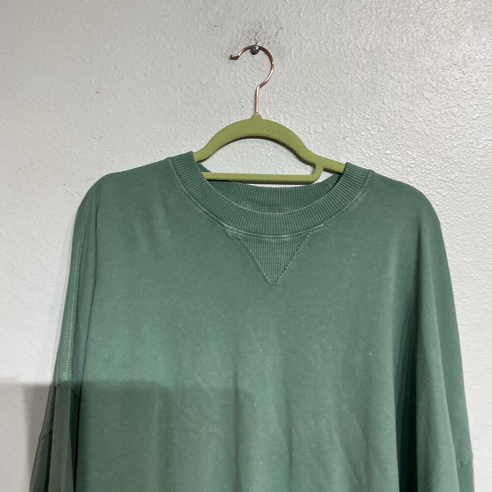 American Eagle Green Cropped Oversized Sweatshirt Sz M - Picture 3 of 12